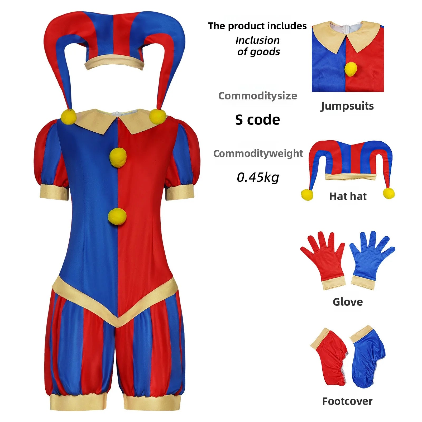 The Amazing Digital Circus Pomni Costume Women Kids Clown Outfit Halloween - Beige / 150