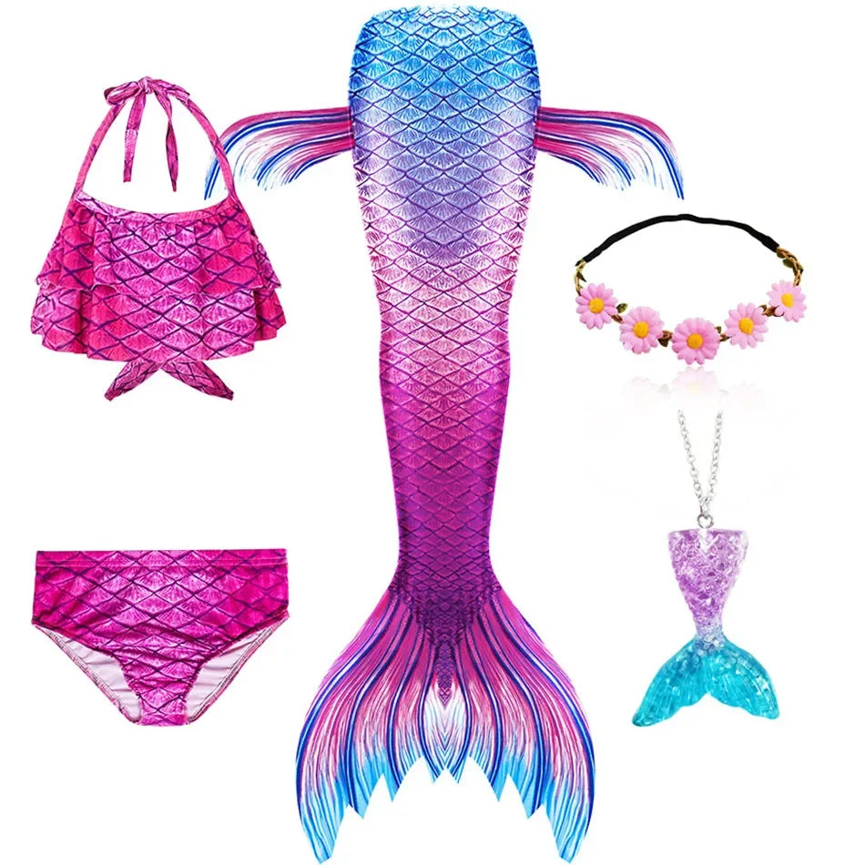 Mermaid Princess-Inspired Tail Memaid Swimsuit Bikini Bathing Suit Costume Girls Can