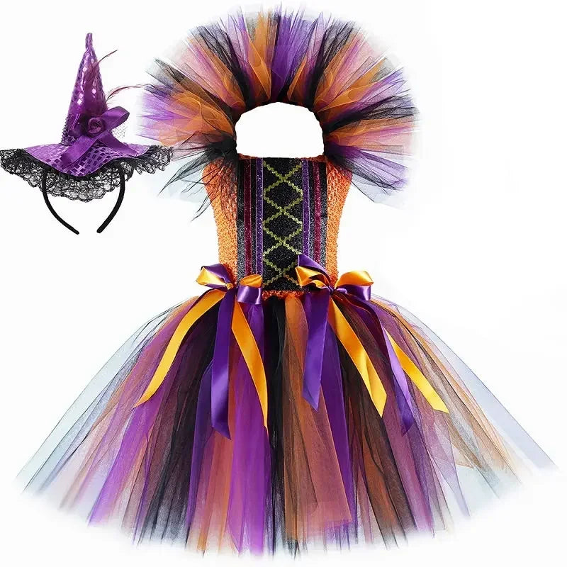 Halloween Witch Costume for Girls Fancy Tutu Dress Disguise Evil Witches Costumes Outfit Toddler Kids Purim - product image 13