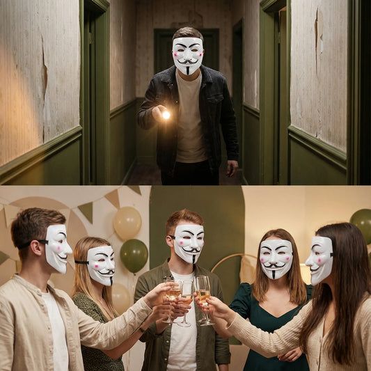 2PCS / SET Classic Anonymous Style Mask Full Face Costume Mask for Men Women Halloween - black