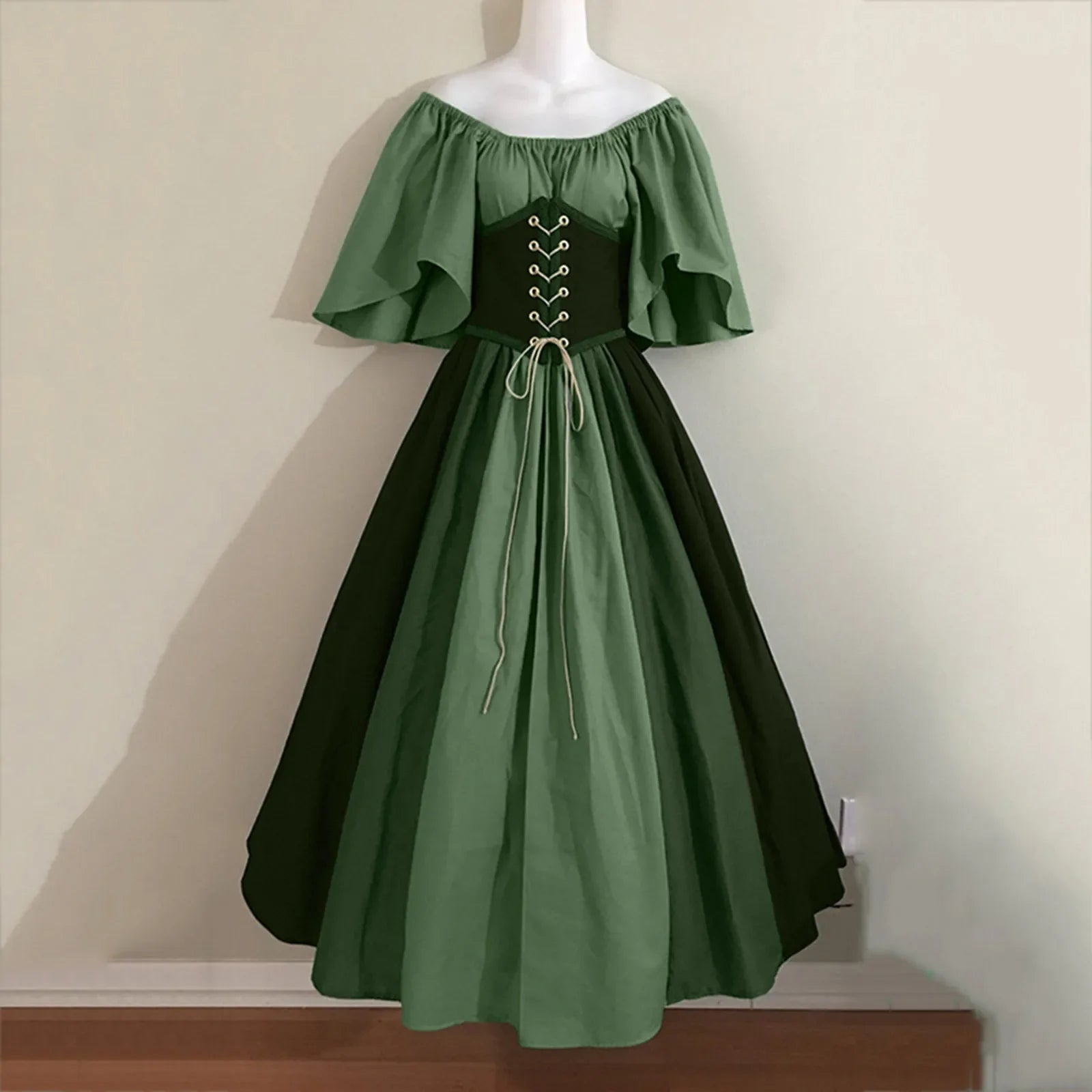 Women's Medieval Retro Contrasting Color Slim Swing Shoulder Costume - alternate view 15