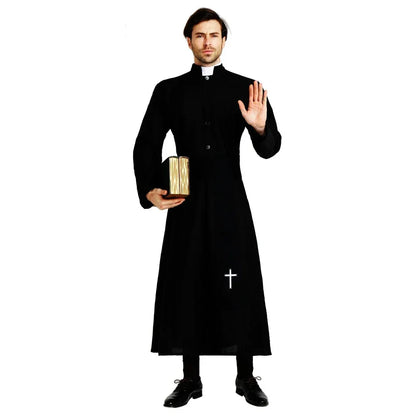 Men's Black Priest Traditional Robe Christmas Costume - alternate view 2