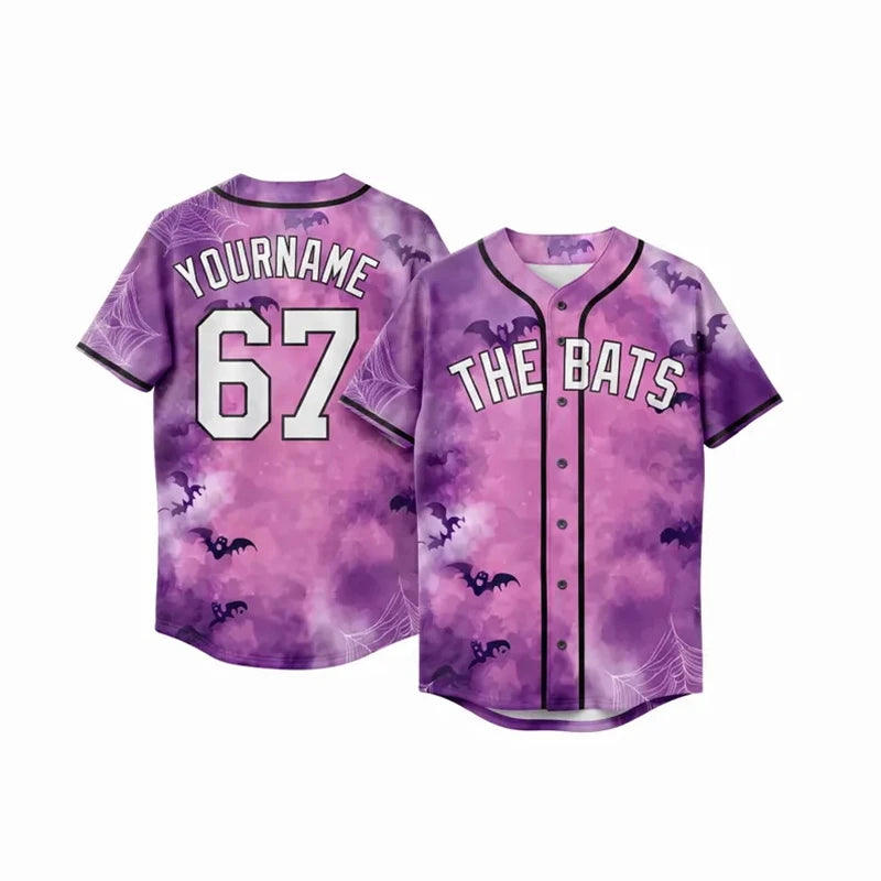 Personalized Name 3D Printed Baseball Jersey Bat Spider Web Print Shirt Men Women