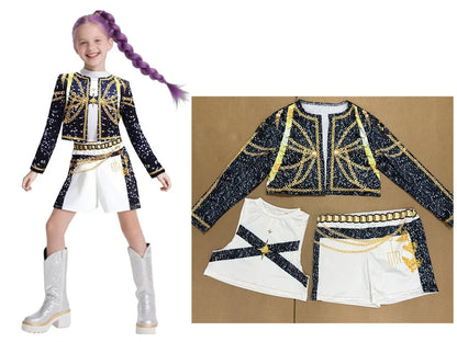 Halloween Kids Zoey Mira Rumi Costume KPop Hunters Girl Group Idol Dress Up Outfit Suit - 2 / 130