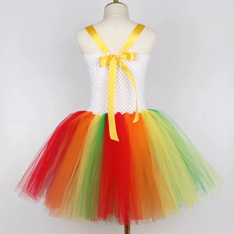 Circus Clown Costume for Girls Dresses Naughty Joker Costume Halloween Costume for Kids - Dress Headband Nose / 9T