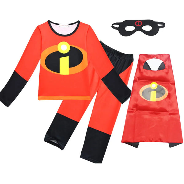 Kids Incredibles Red Halloween Costume Set with Mask & Cloak