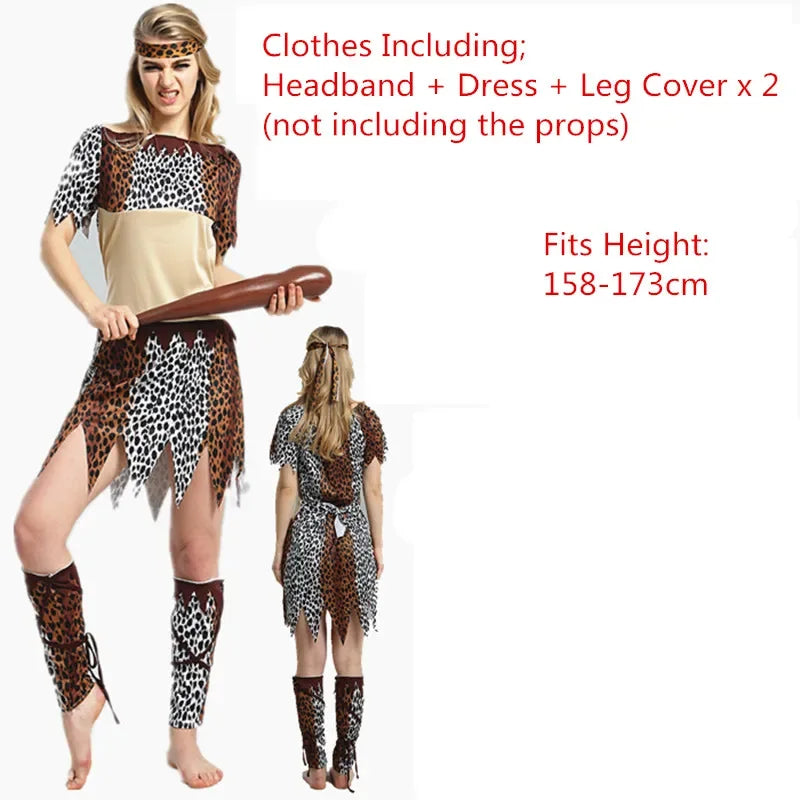 Men Women African Original Savage Costume Adults Wildman Costume Dress - 18 / One Size