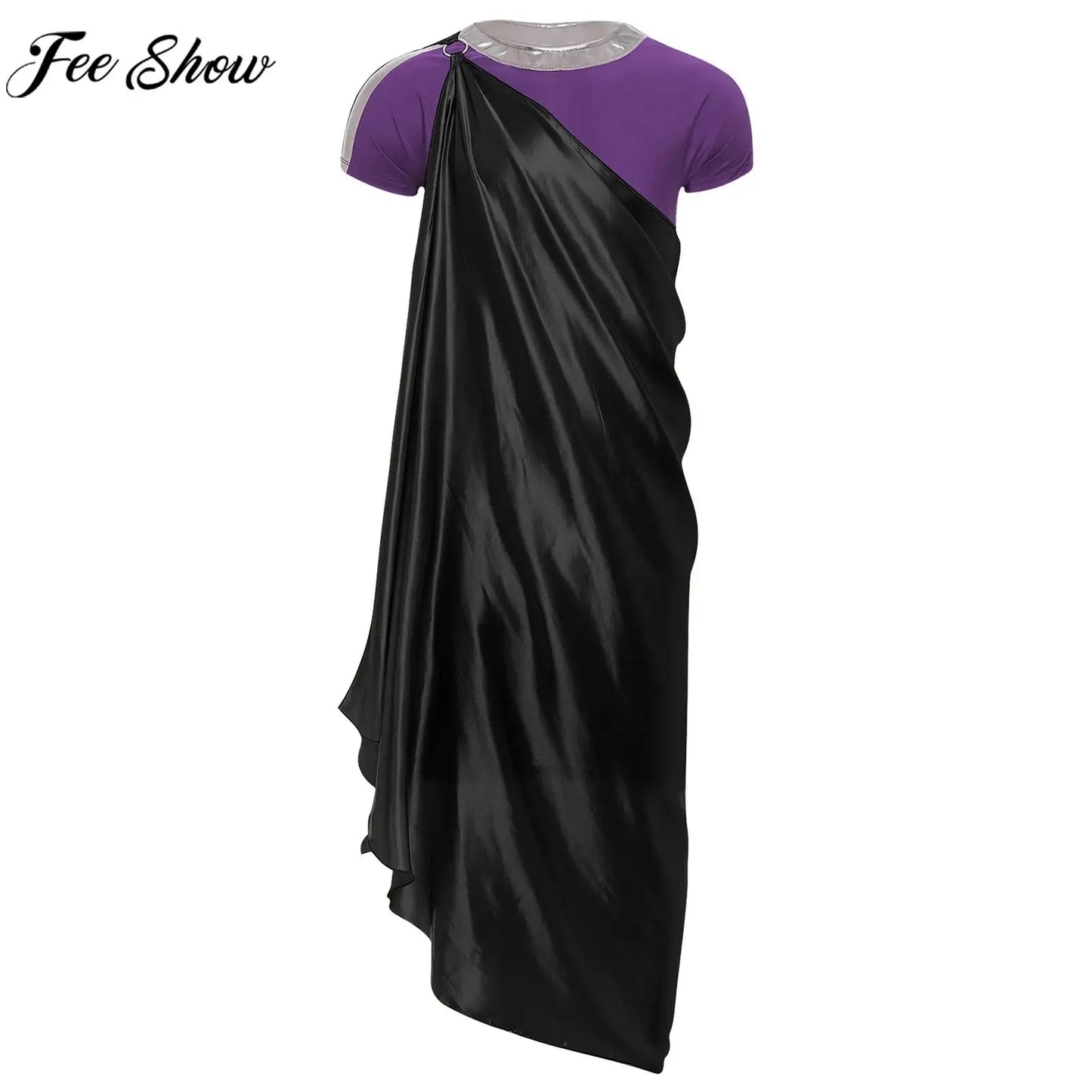 Men Halloween Theme Ancient Greek Mythology God Hades Costume Short Sleeve Robe with One - Black Purple / M