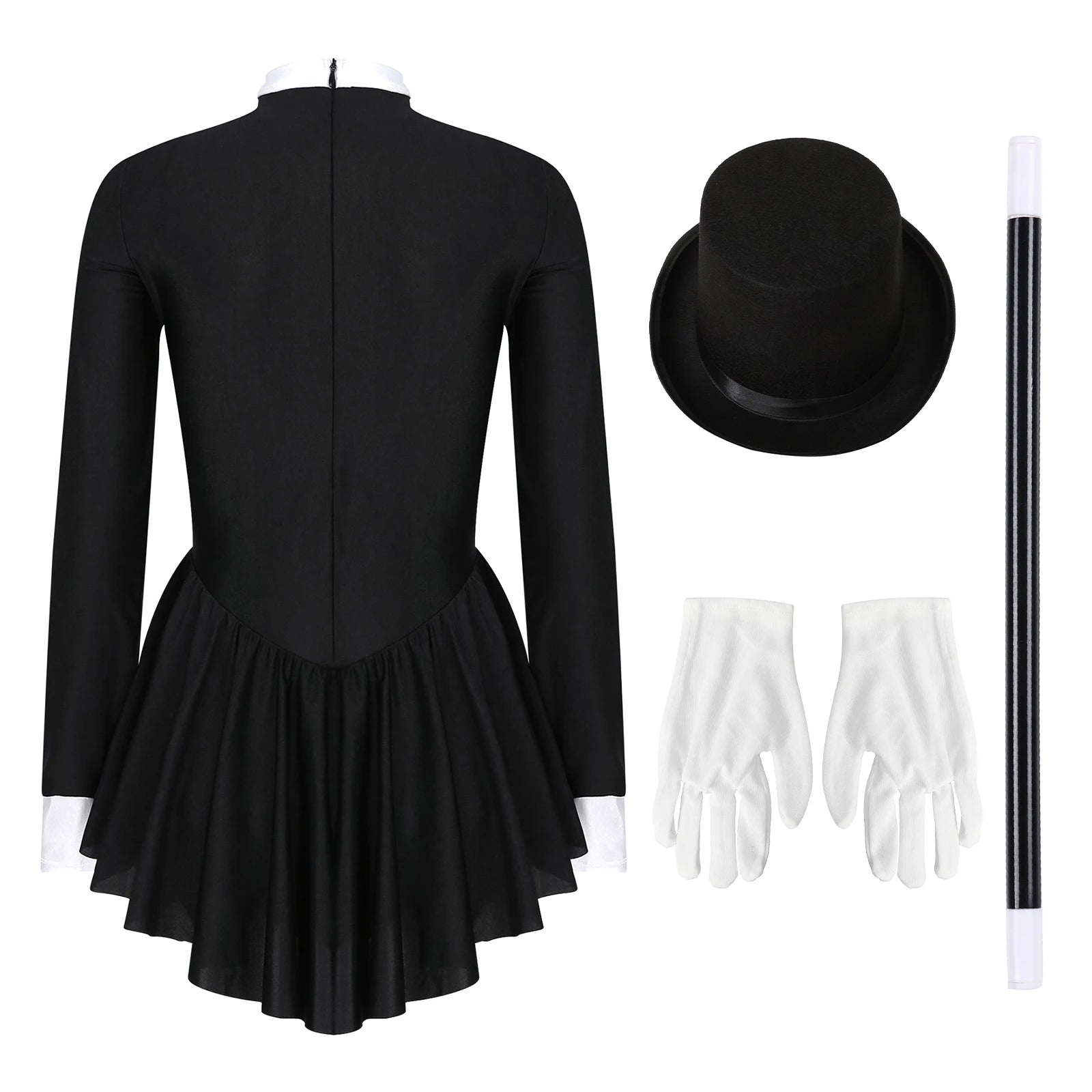Women's Magician Circus Ringmaster Contrast Color Bowknot Ruffle Tuxedo Magic Hat - alternate view 2