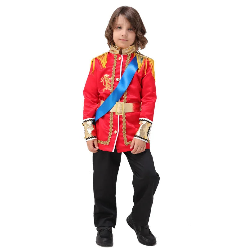 Red Royal Prince King Costumes for Boys Halloween Knight Warrior Costume for Kids - Red / XS（old）