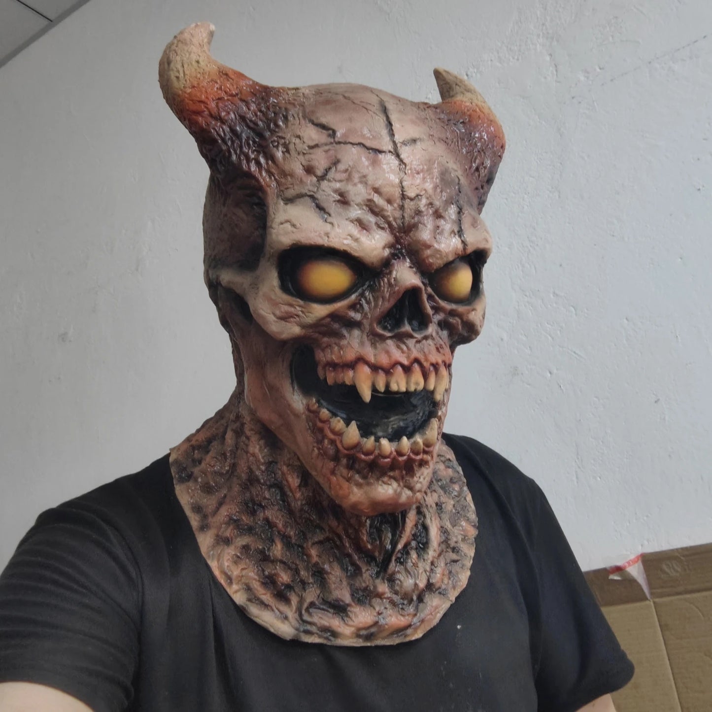 Scary Halloween Demon Mask with Horns Latex Evil Skull Face Costume Prop Creepy - product image 6