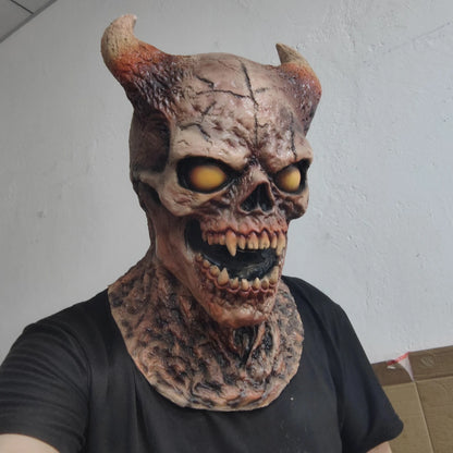 Scary Halloween Demon Mask with Horns Latex Evil Skull Face Costume Prop Creepy - product image 6