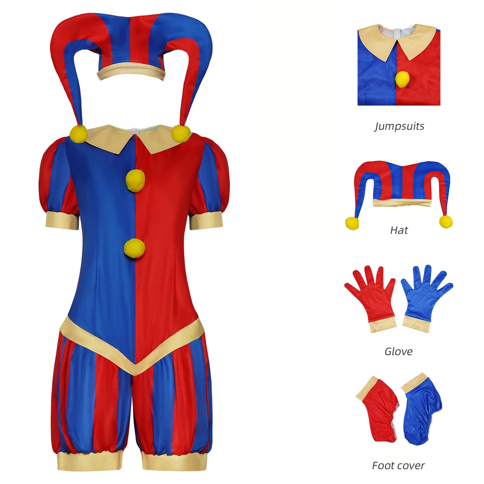 Anime Pomni Costume the Amazing Digital Circus Cartoon Uniform Hat Gloves Halloween for - Costume Set / 140