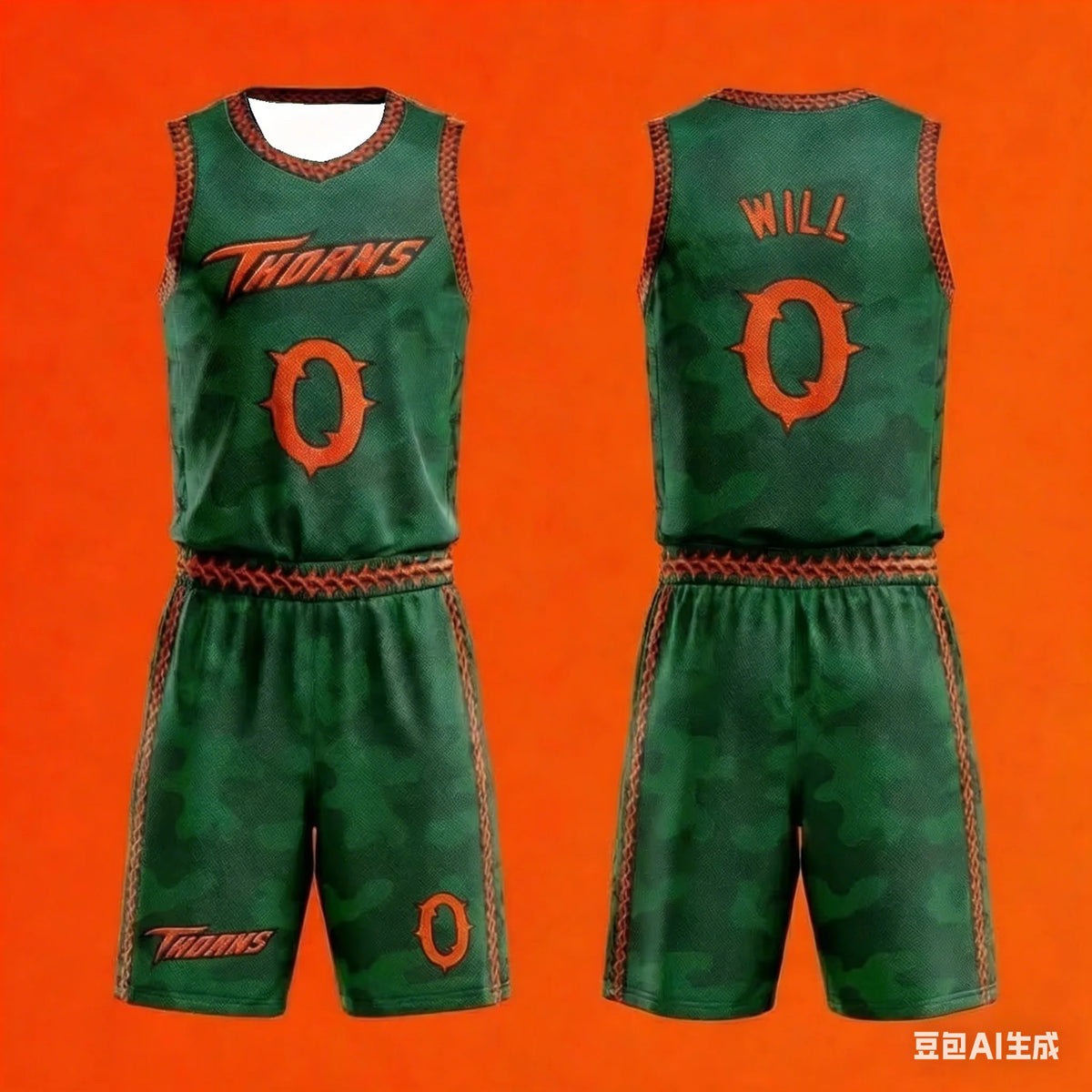 Green Camo Basketball Jersey Costume Set Green Camo Uniform Mesh Shirt Sportswear