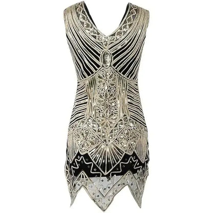 1920s Flapper Dress Women Sexy Beaded Fringe Gown Vintage Sequin Net Costume Gatsby Party Holiday Outfit Jazz Girl Ball Dress Up