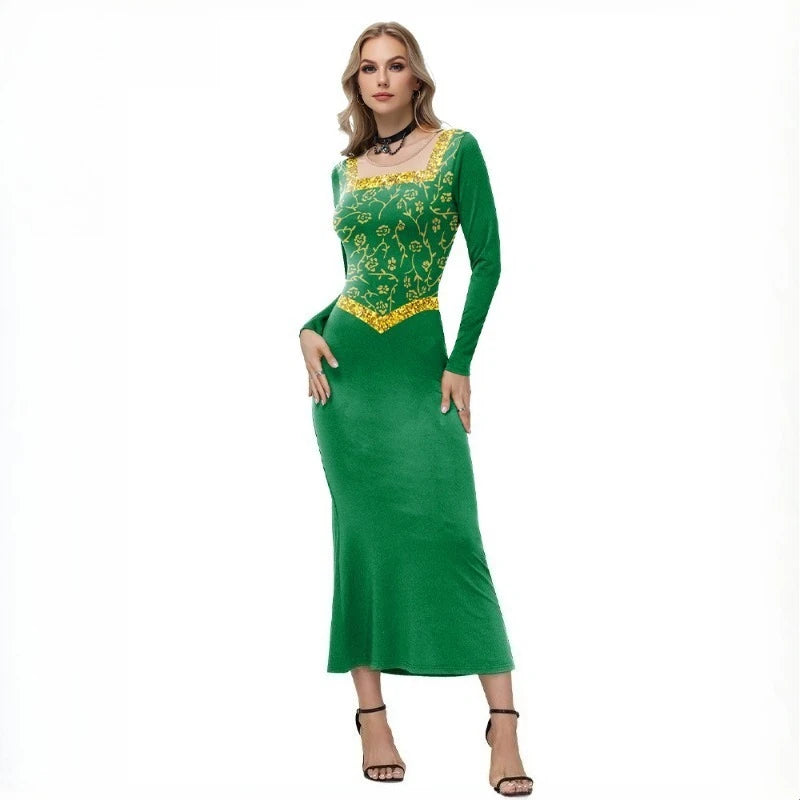 Women's Fiona-Inspired Shrek Costume – Green Princess Dress