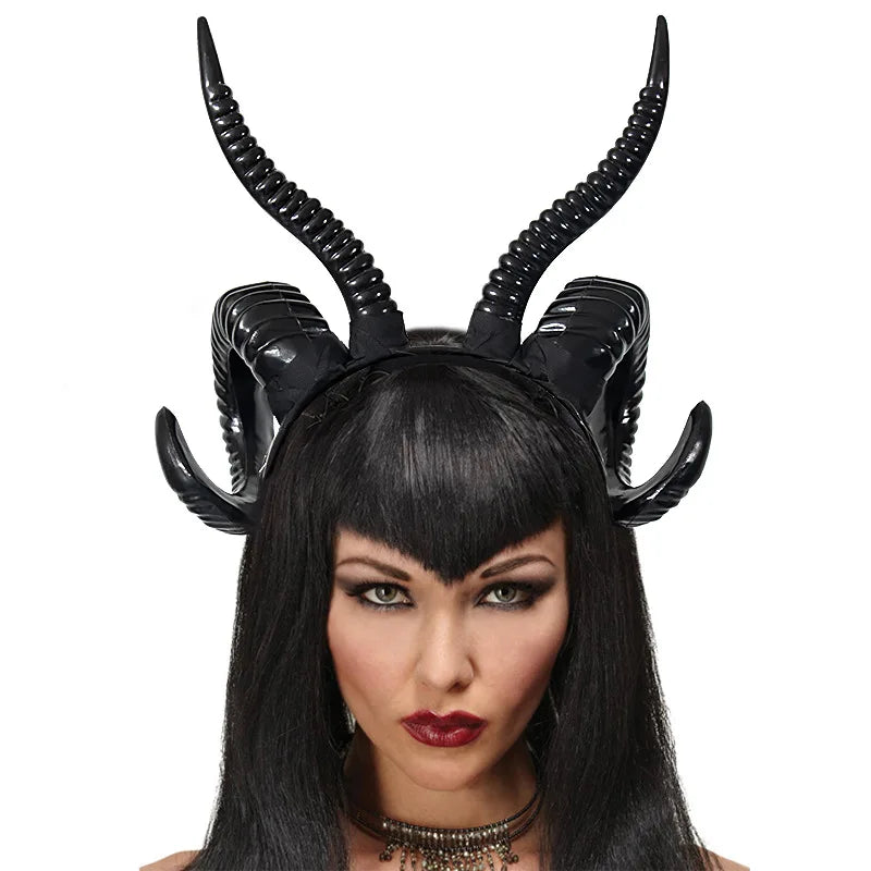 Halloween costume headwear, sheep horn headband, sheep horn cosplay party, ball costume props, dark style