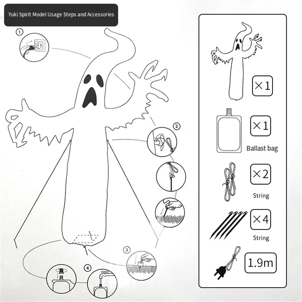 Halloween Inflatable Ghost, Led Light up Ghost Decoration, Spooky Prop for Yard, Outdoor Haunted House Party - product image 3