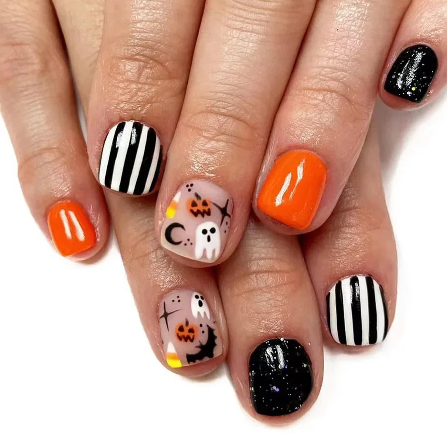 Halloween Pumpkin Press-On Nails
