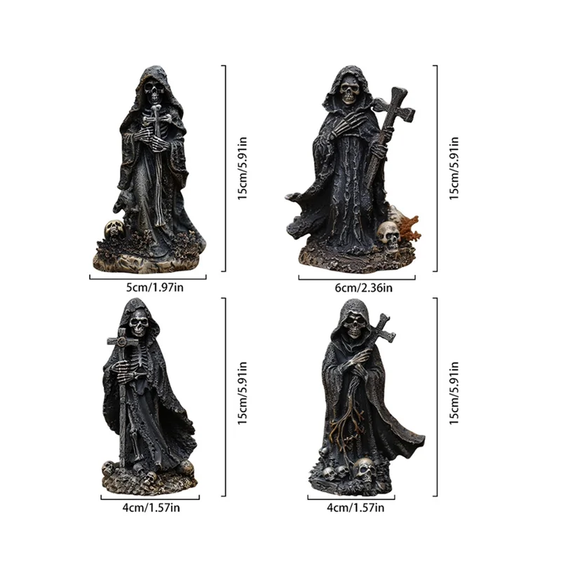 ' - PQWN Skeleton Figurine Evils Grim Reaper For Halloween Home Office Decor - product image 5