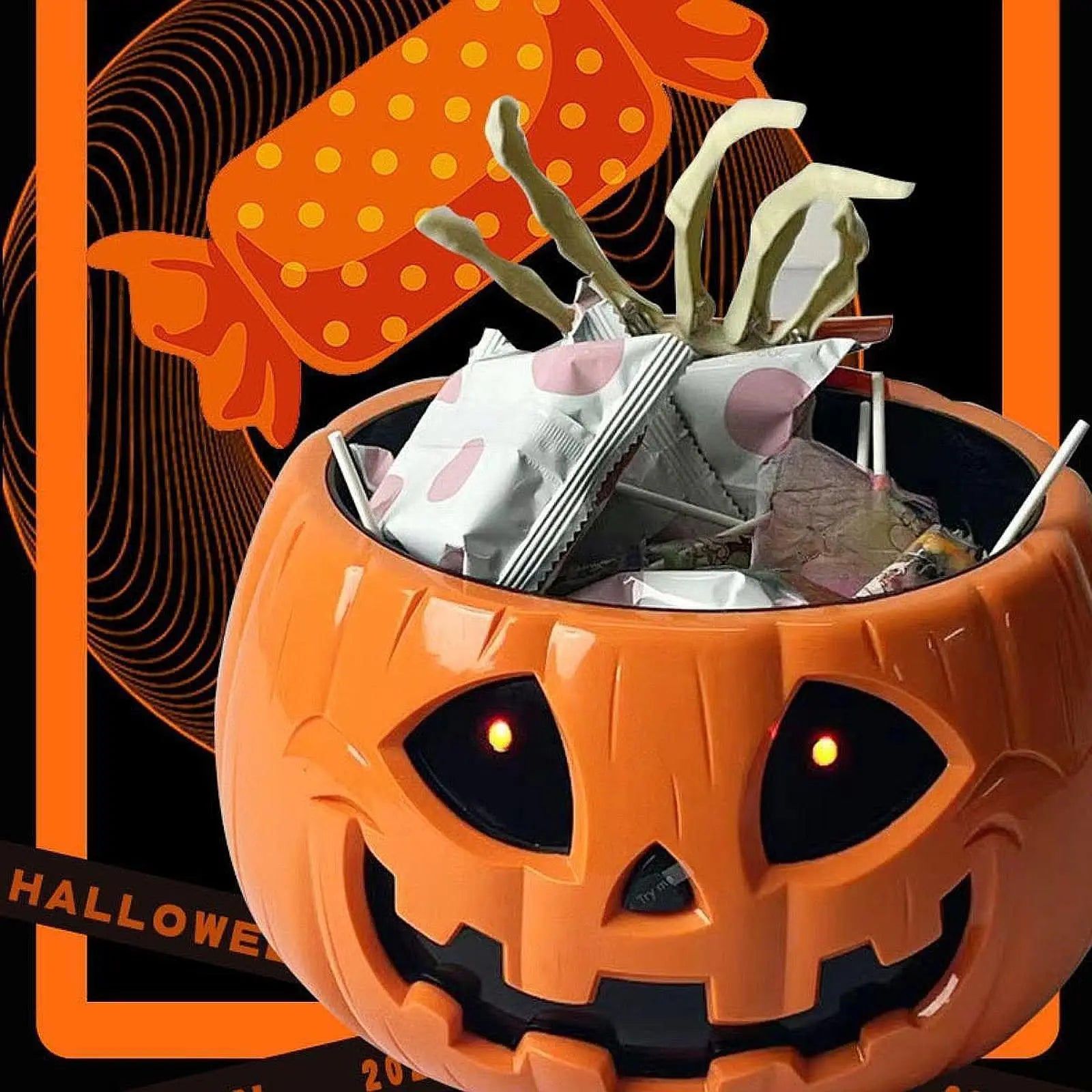 Halloween Pumpkin Candy Bowl Glow in The Dark Halloween Electric Toy for Home - product image 4