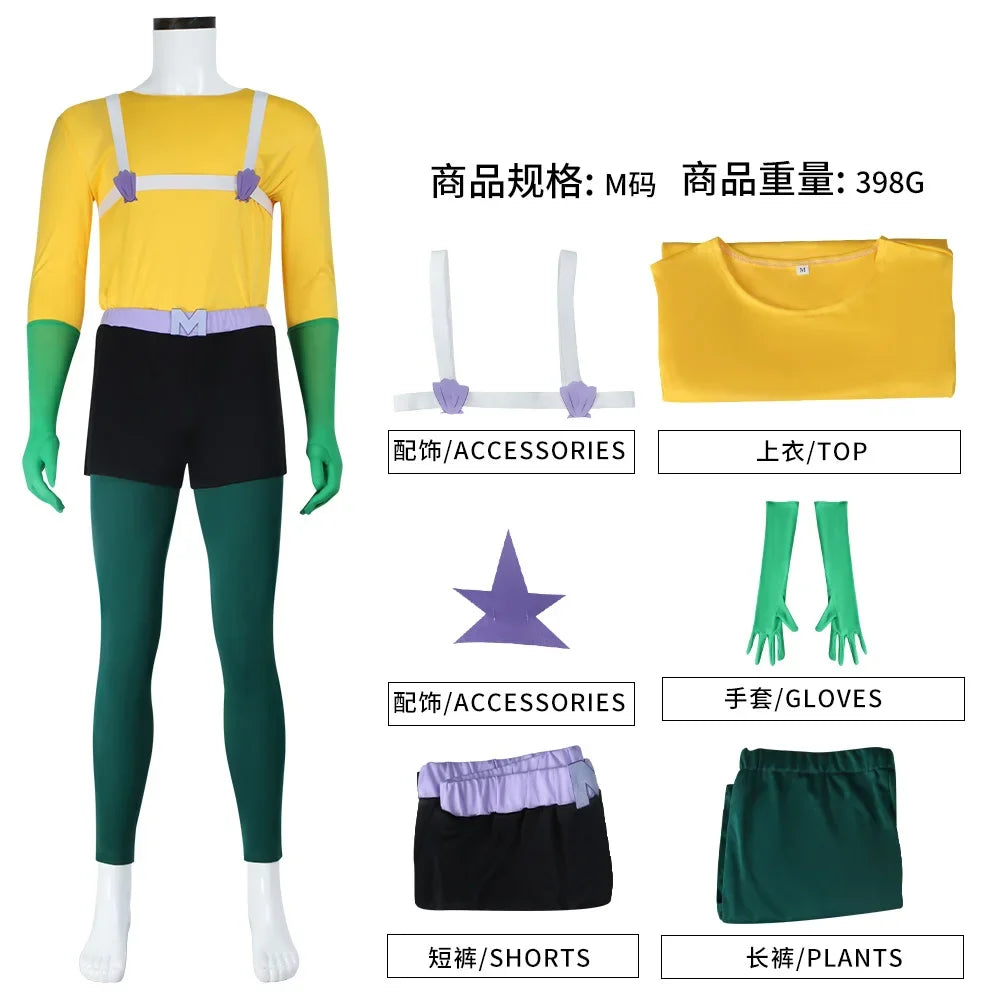 Mermaid Man Costume Barnacle Outfit Set Sponge Bob Superhero Costume Adult Men's Costumes - Mermaid Man-B / XXL