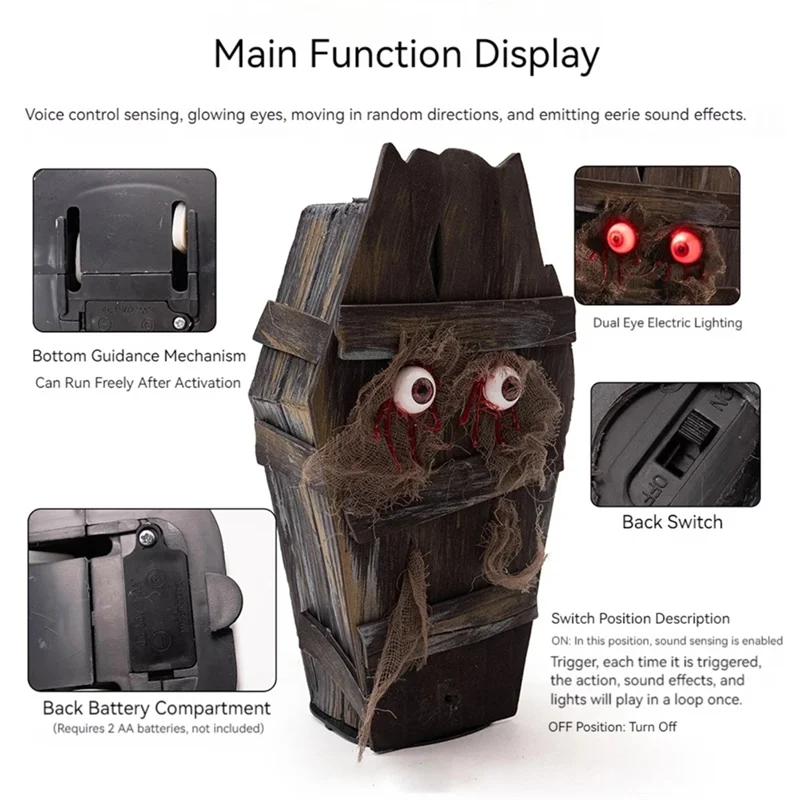 RALCA - Pirate Treasure Halloween Coffin Box With Horror Sound Effects Visual - product image 5