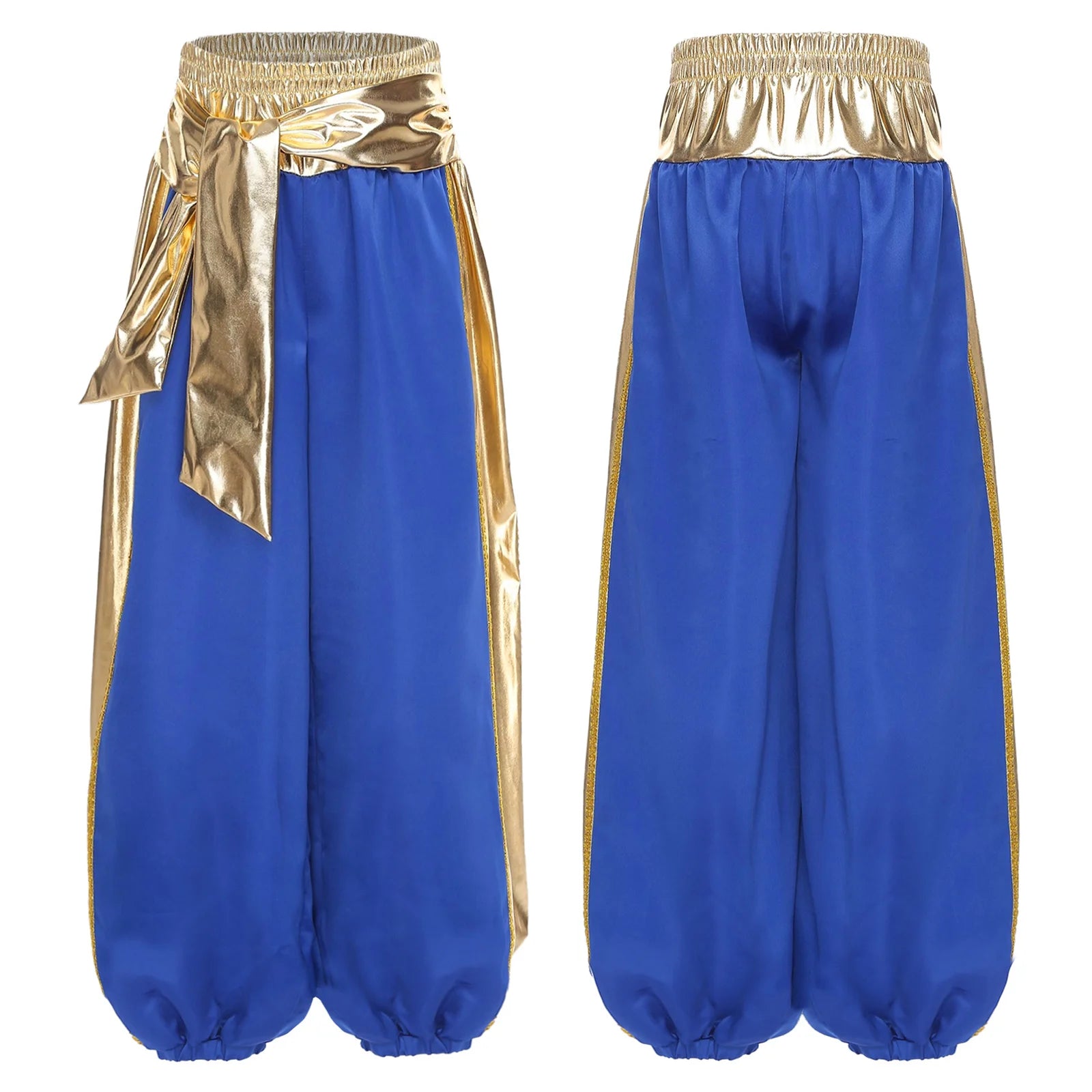 Kids' Arab Prince Satin Dhoti Pants Elastic Waistband Loose Baggy Trousers Costume - alternate view 13
