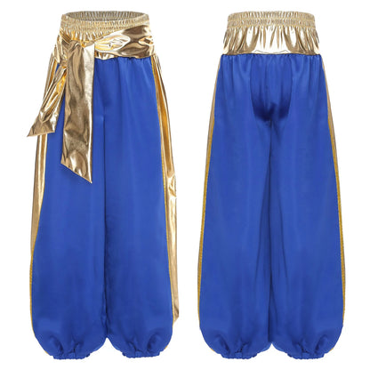 Kids' Arab Prince Satin Dhoti Pants Elastic Waistband Loose Baggy Trousers Costume - alternate view 13