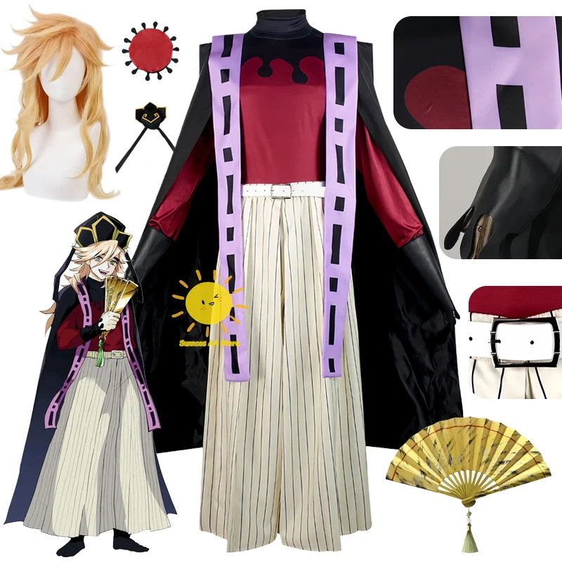 Anime Douma Costume Demon Costume Slayer Tops Cloak Pants Headdress Fan Douma Suti Wig - Style A / S