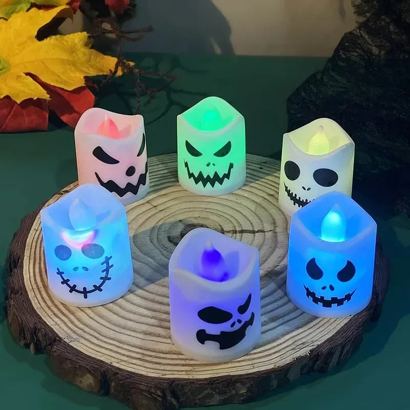 6-Piece Halloween LED Ghost Pumpkin Candle Lights Lamps