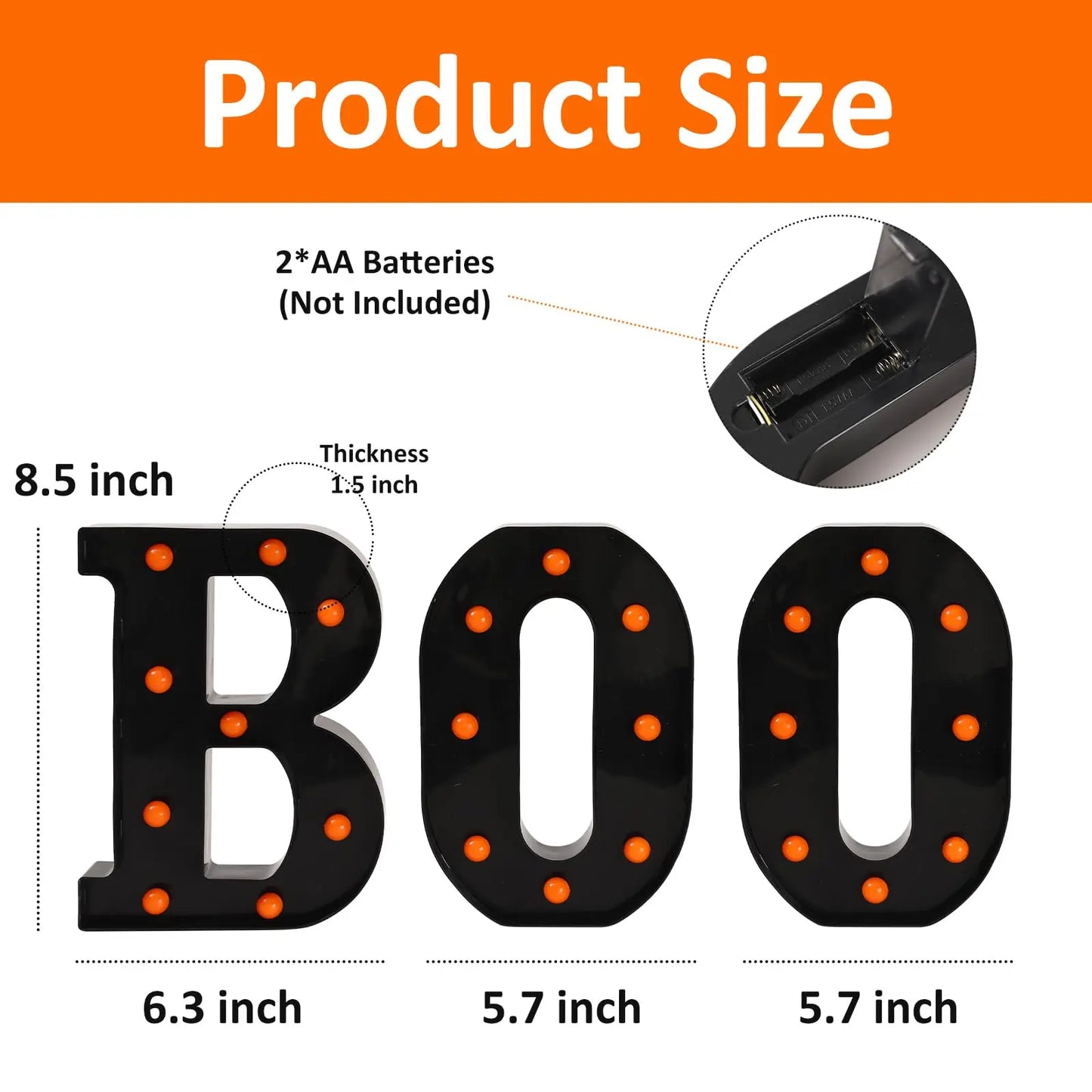 Halloween Decorations-3 LED Marquee Light up Letters "BOO" Sign Halloween Decor for Kitchen Tabletop Fireplace Mantel Party
