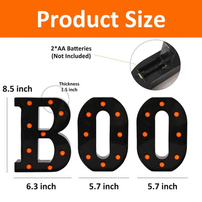 Halloween Decorations-3 LED Marquee Light up Letters "BOO" Sign Halloween Decor for Kitchen Tabletop Fireplace Mantel Party