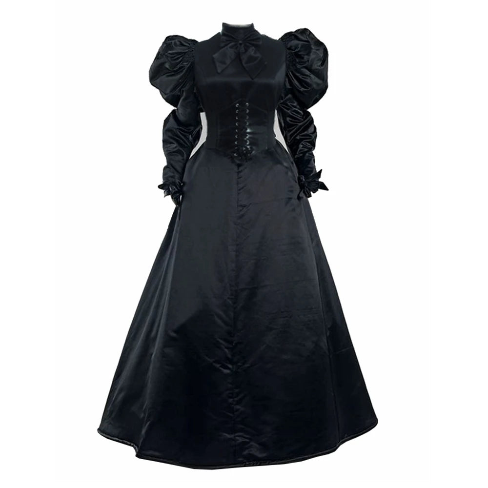 Women Gothic Victorian Dress Renaissance Ball Gown Vampire Rococo Costume Black