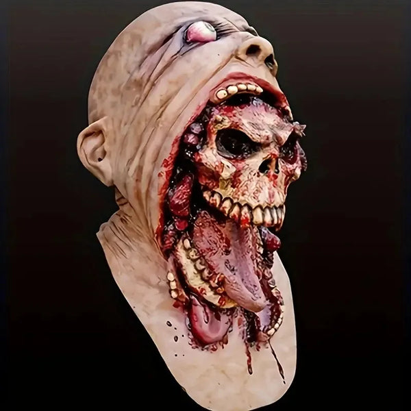 Spooky Halloween Zombie Mask - Latex Bloody Skull With Melted Face For Cosplay & Party Decorations Halloween - product image 1