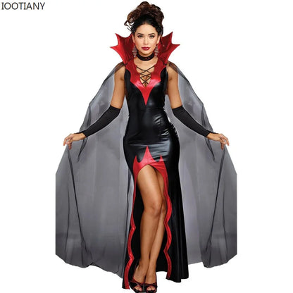 Women's Halloween Carnival Costume Witch Vampire Dress Patent Leather Prom Demon Vampire Girl Devil Costume - product image 1