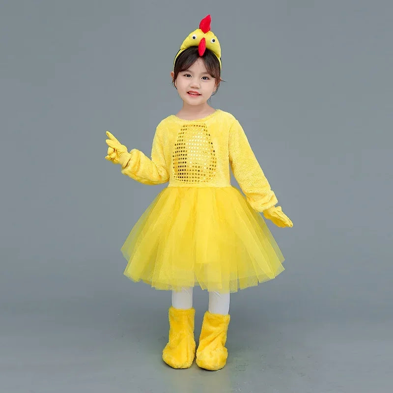 New Children Kids Adult Halloween Duck Chicken Chick Costume Skirt Tutu Yellow Bodysuit Outfit Dance - product image 24