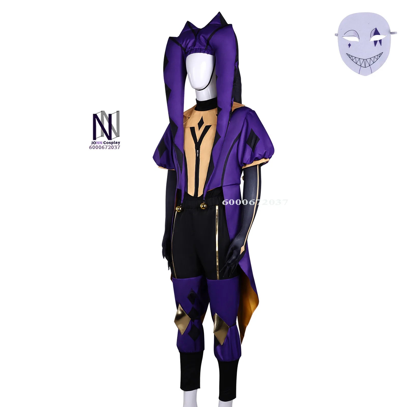 Circus Clown Costume Men Women Euro Size Full Set Green / Red / Purple Jester Outfit - costume-1 / S