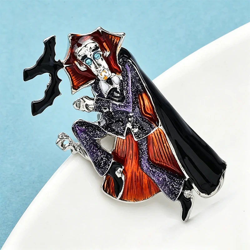 Wuli&baby Halloween Male Witch Brooch Pin Enamel Dracula Vampire Badge - product image 5