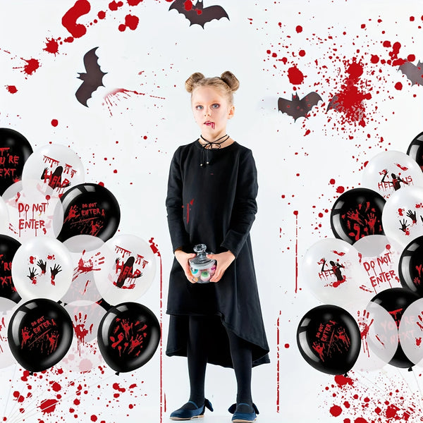 Halloween Balloons Bloody Balloons Black White Red Blood Splatter Balloons Handprint Latex Balloons Horror - product image 1