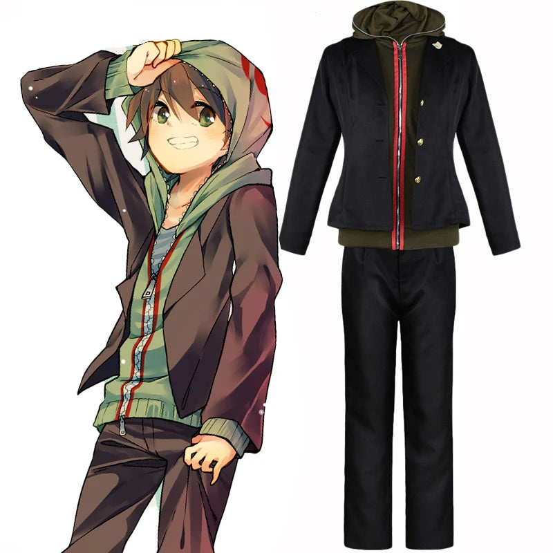 Anime Danganronpa Costume Makoto Naegi Costumes Hoodie Jacket Pants Full Set Adult - Costume / L
