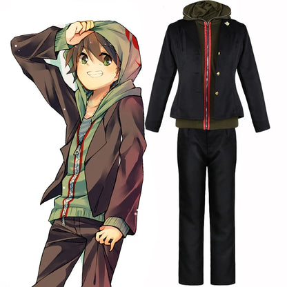 Anime Danganronpa Costume Makoto Naegi Costumes Hoodie Jacket Pants Full Set Adult - Costume / L