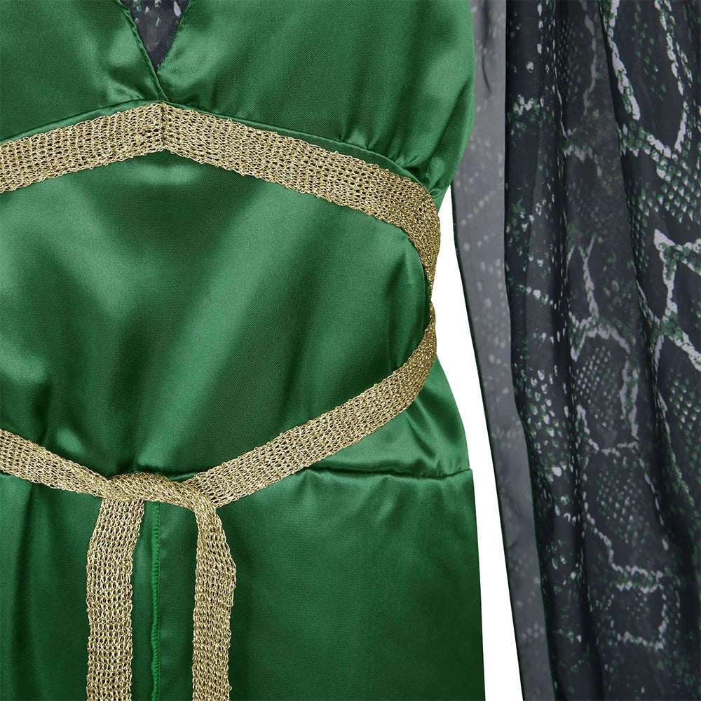 Goddess Medusa Green Dress Cosplay Women Costume Female Headgear Skirts Dance Party Perfemence Clothing Halloween Carnival Suits