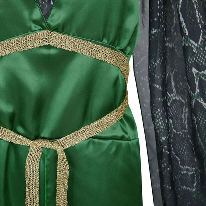 Goddess Medusa Green Dress Cosplay Women Costume Female Headgear Skirts Dance Party Perfemence Clothing Halloween Carnival Suits