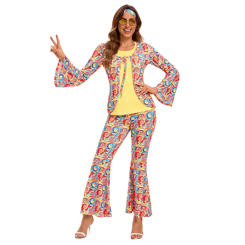 60s 70's Disco Costume for Women Men Couple Hippie Disco Cosplay Costume Up for Adult Hippie Rock Disco Night - product image 6