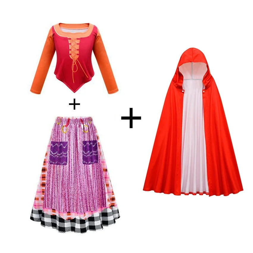 ❤️❤️❤️Hocus Pocus 2 Mary Sanderson Dress  Skirts Princess Lolita Cloak Halloween Costumes  Witch Cosplay Anime Suits Robe ❤️⭐️❤️