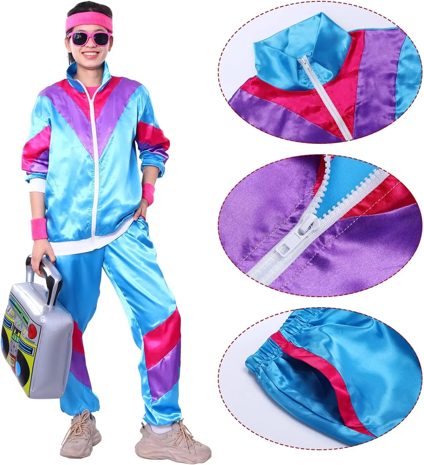 Tracksuit Costumes for Men 90s Hip Hop Shell Suit Costume Mens 80s Retro Tracksuit Jacket Disco Costume - product image 2