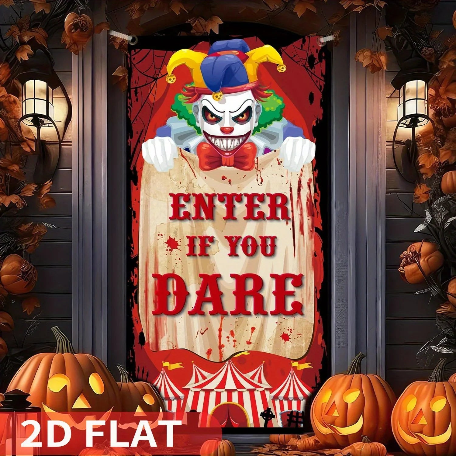 1-Piece 2d flat Halloween Evil Circus Decorative hanging ornaments, 90x180cm Door - product image 2