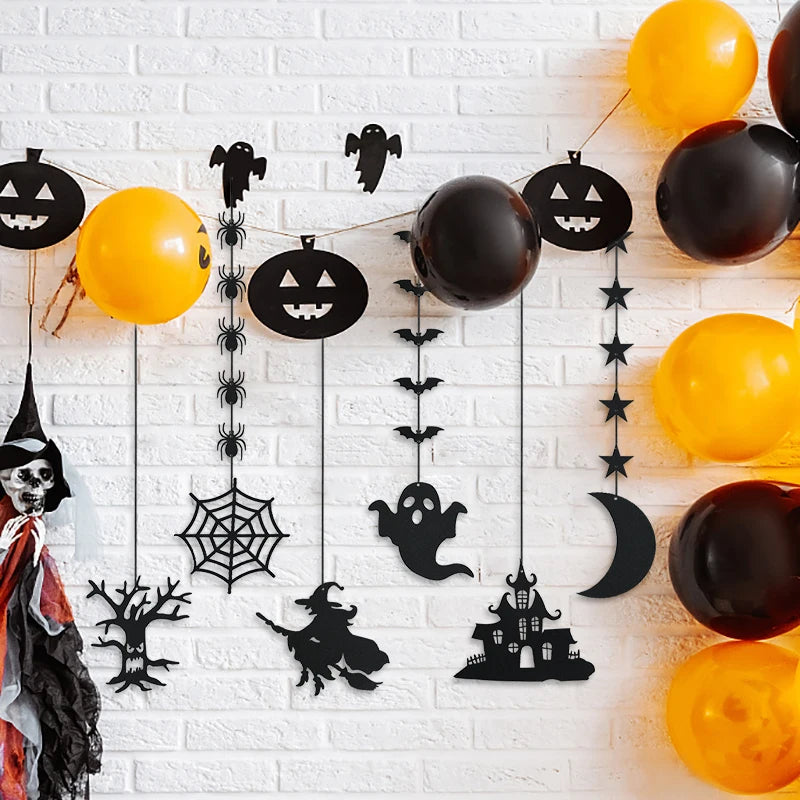 1set Halloween Decoration Banner Bunting Scary Spider Ghost Bat Hanging - product image 3