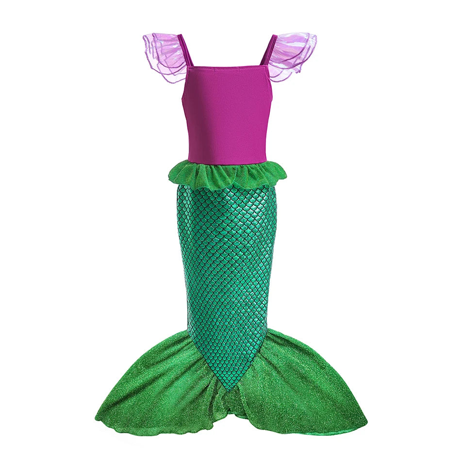 Red-Haired Mermaid Princess Halloween Costume for Kids